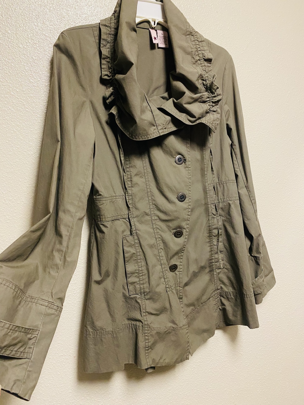 Stella Star Green 100% Cotton Long Sleeve Pockets Femme Military Womens Jacket L